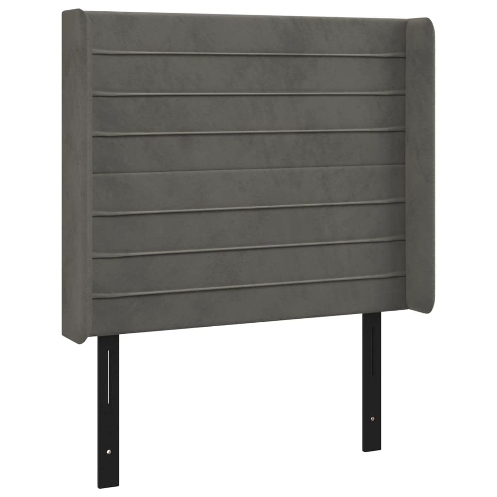 vidaXL LED Headboard, Upholstered Headboard for Bed Home, Bed Headboard with LED Light, Bedroom Furniture, Dark Gray 40.6"x6.3"x46.5"/50.4" Velvet